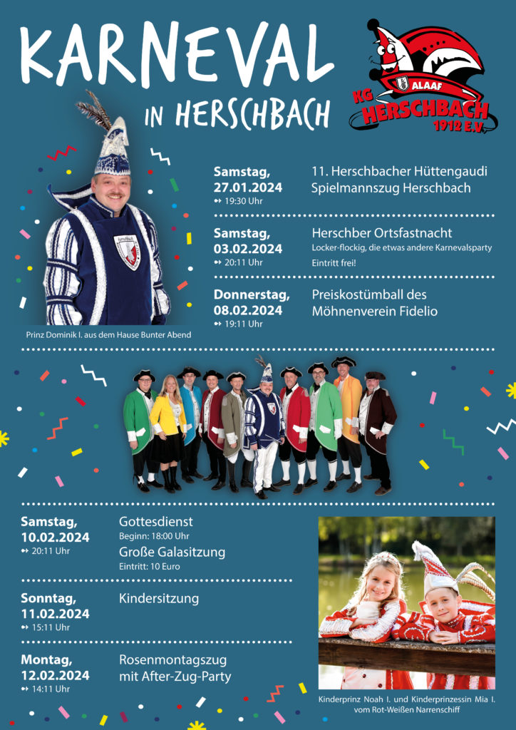 Plakat Karneval in Herschbach 2024